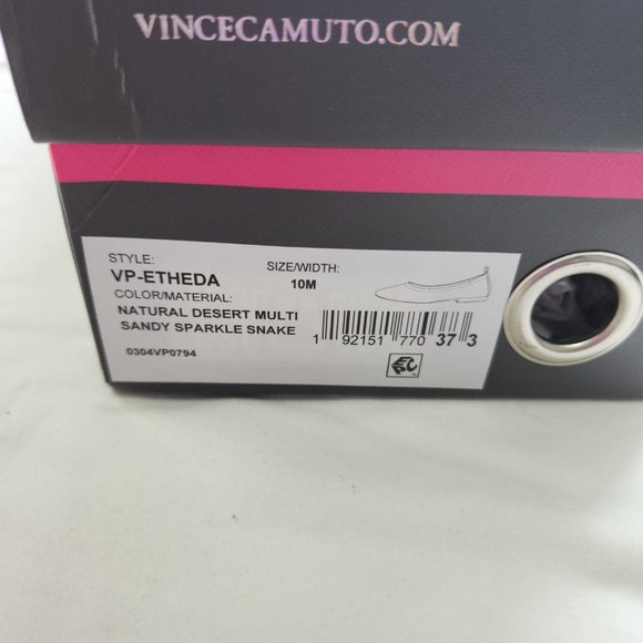 Vince Camuto Sandy Sparkle Snake Flats Shoes Size 10M Natural Desert Multi Pink - Picture 2 of 7